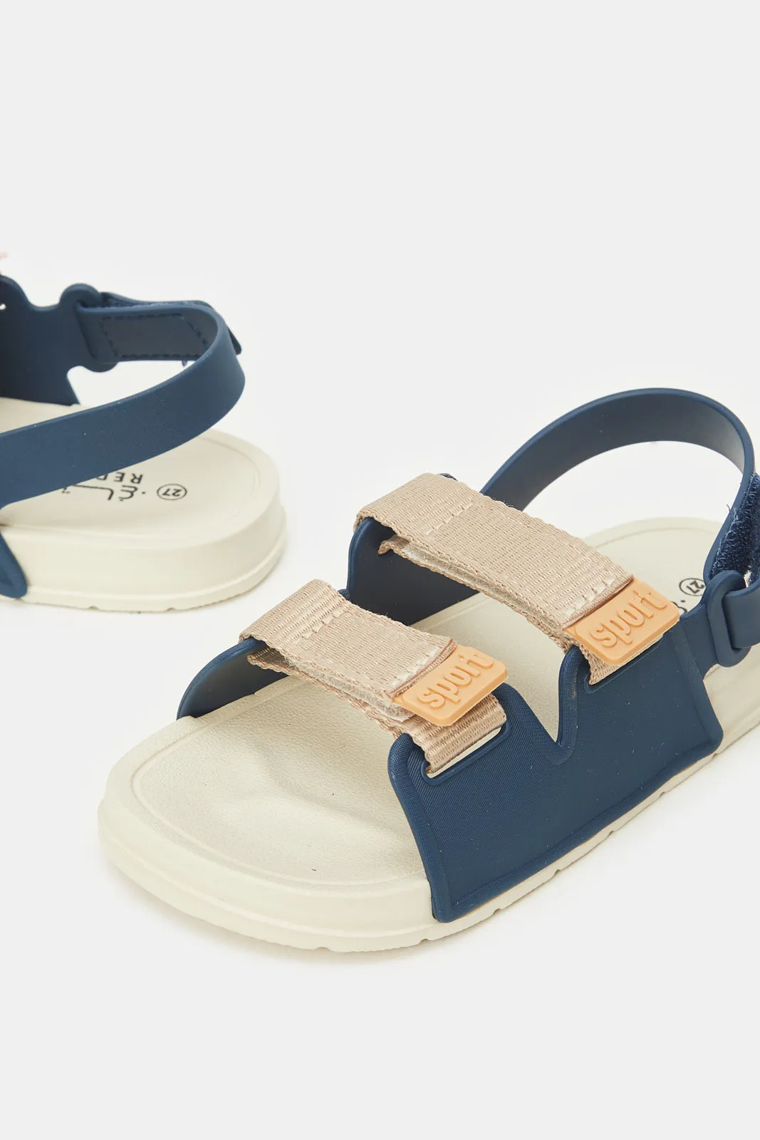 Boys Navy Slide With Backstrap