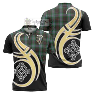 Brodie Hunting Tartan Zipper Polo Shirt with Family Crest and Celtic Symbol Style