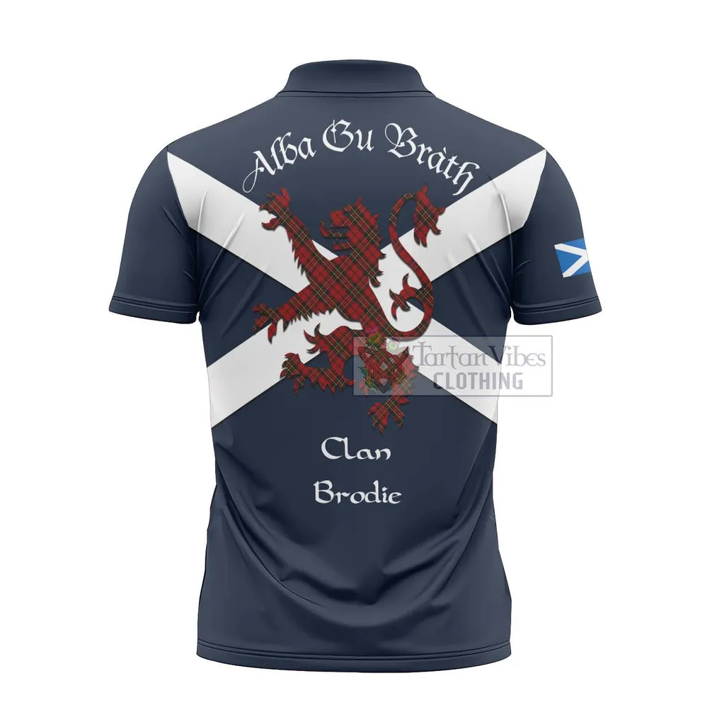 Brodie Tartan Lion Rampant Zipper Polo Shirt Proudly Display Your Heritage with Alba Gu Brath and Clan Name