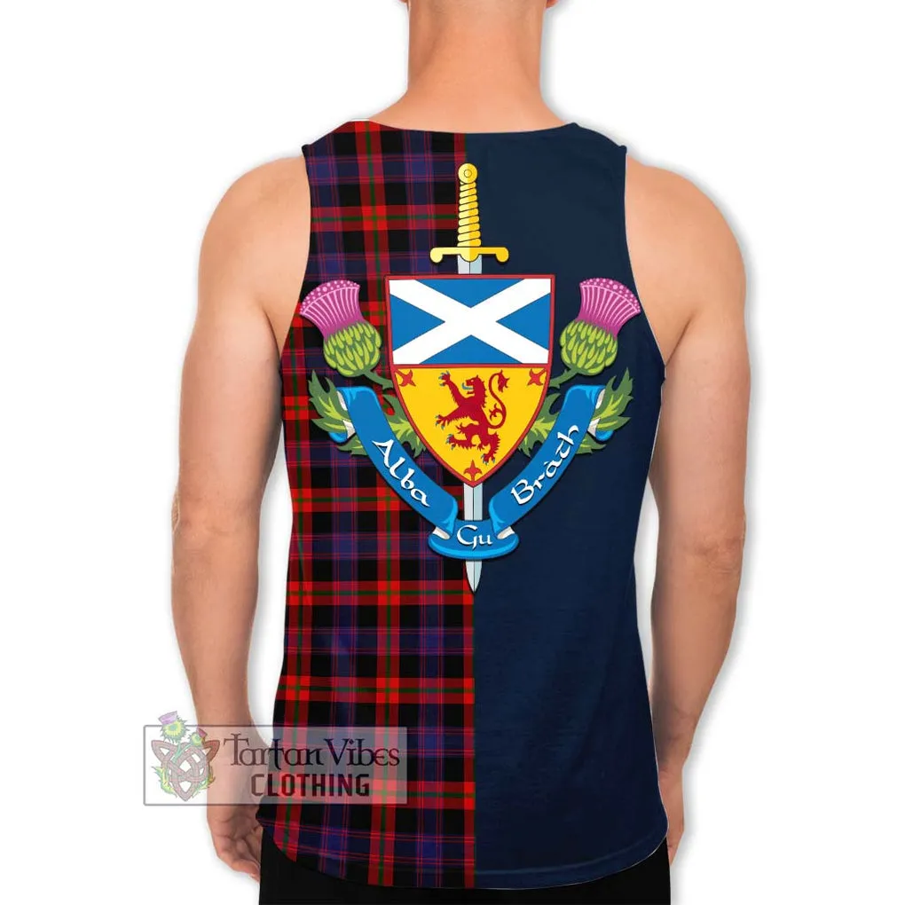 Brown (Broun) Tartan Men's Tank Top Alba with Scottish Lion Royal Arm Half Style