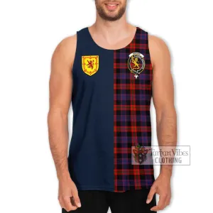 Brown (Broun) Tartan Men's Tank Top Alba with Scottish Lion Royal Arm Half Style