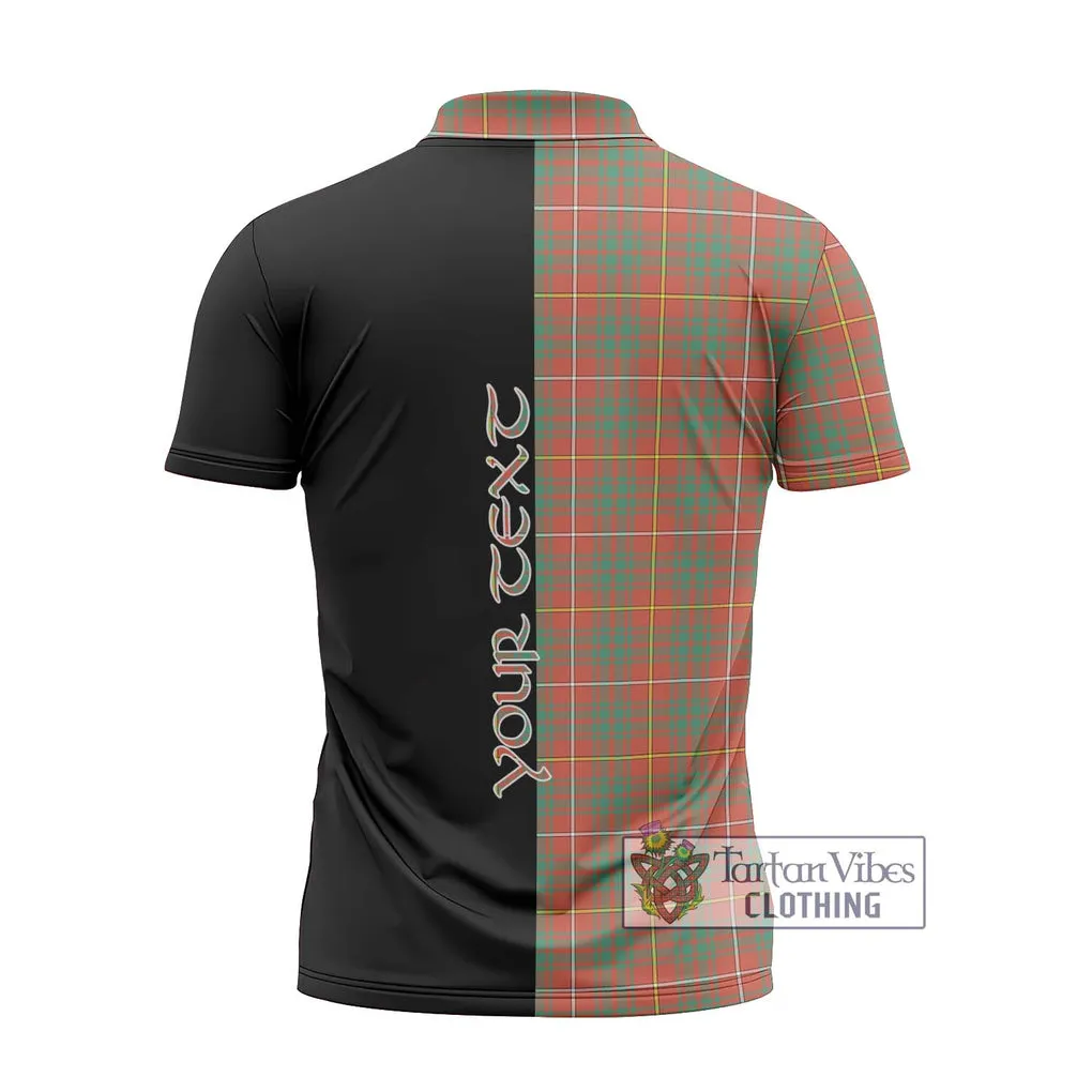 Bruce Ancient Tartan Zipper Polo Shirt with Family Crest and Half Of Me Style