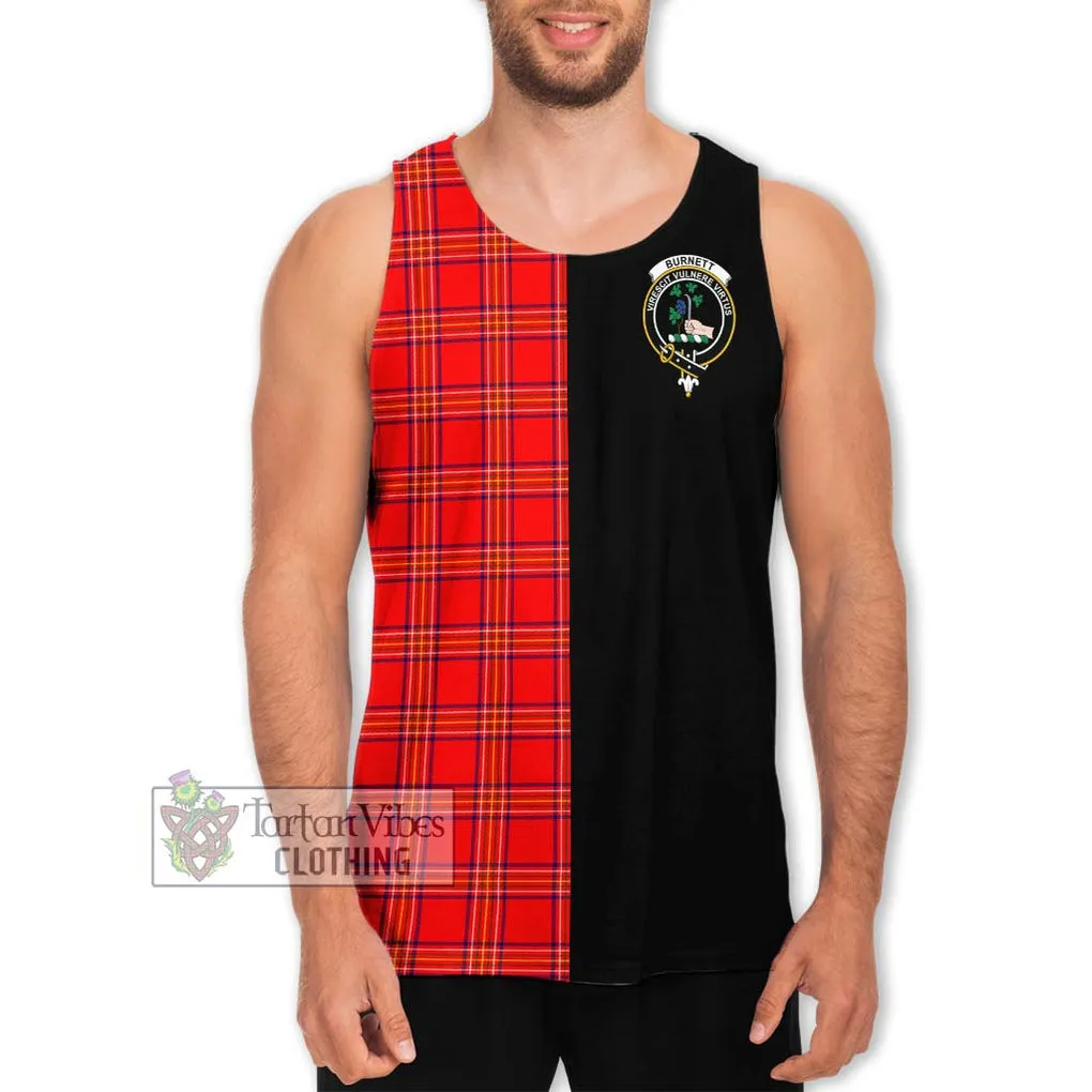 Burnett Modern Tartan Men's Tank Top with Family Crest and Half Of Me Style