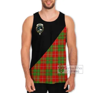 Burnett Tartan Men's Tank Top with Family Crest and Military Logo Style