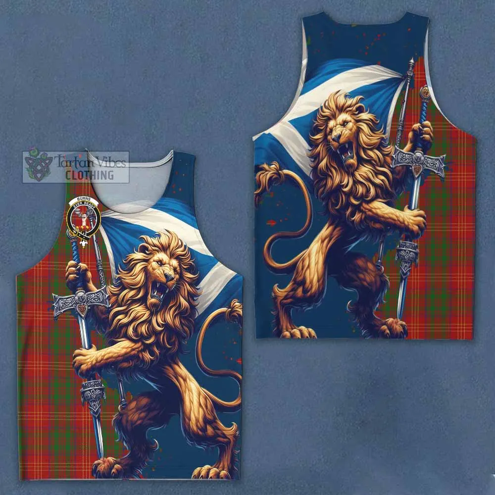 Burns Tartan Family Crest Men's Tank Top with Scottish Majestic Lion