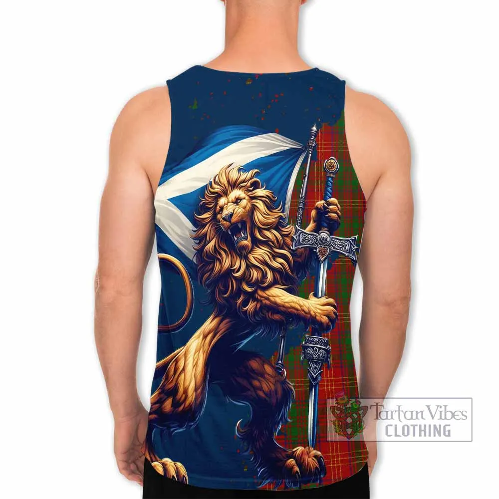 Burns Tartan Family Crest Men's Tank Top with Scottish Majestic Lion