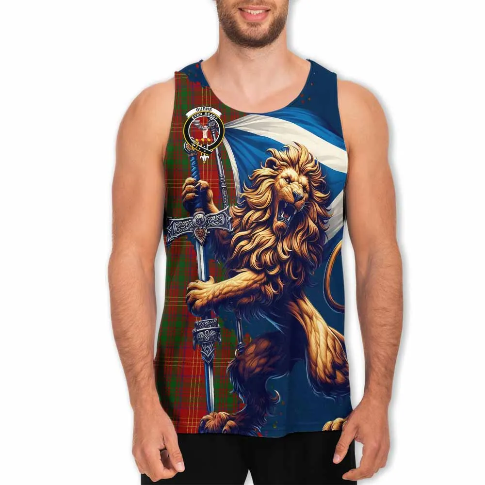 Burns Tartan Family Crest Men's Tank Top with Scottish Majestic Lion