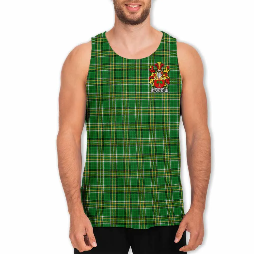 Burroughs Irish Clan Tartan Men's Tank Top with Coat of Arms