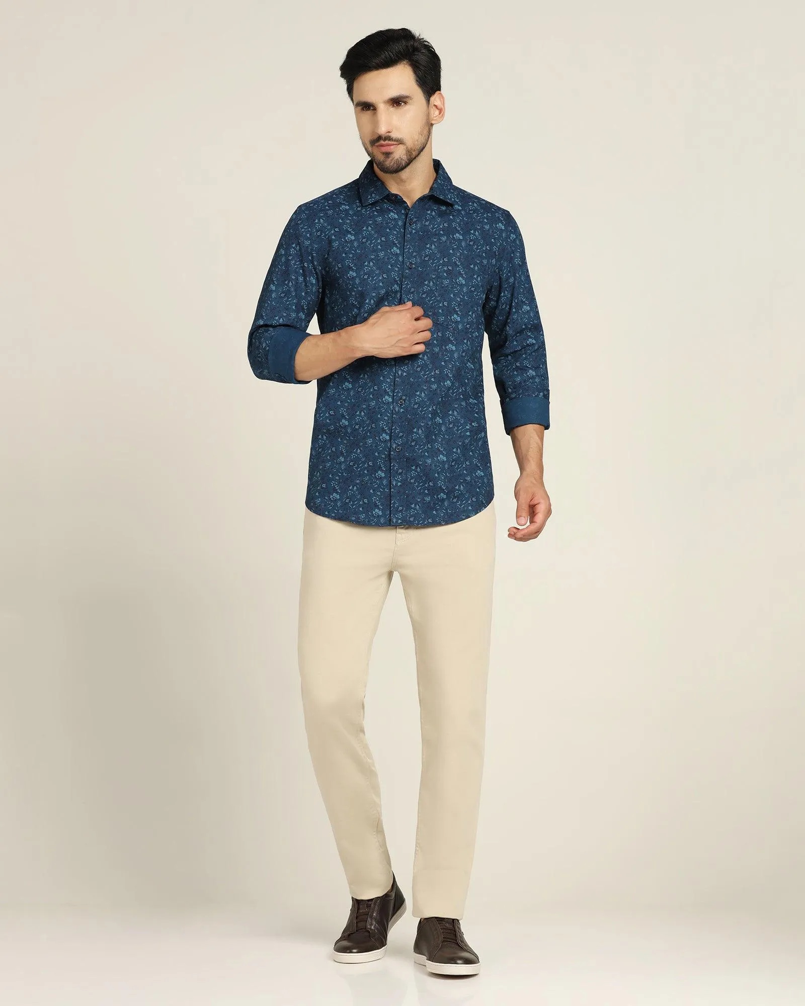 Casual Blue Printed Shirt - Terry