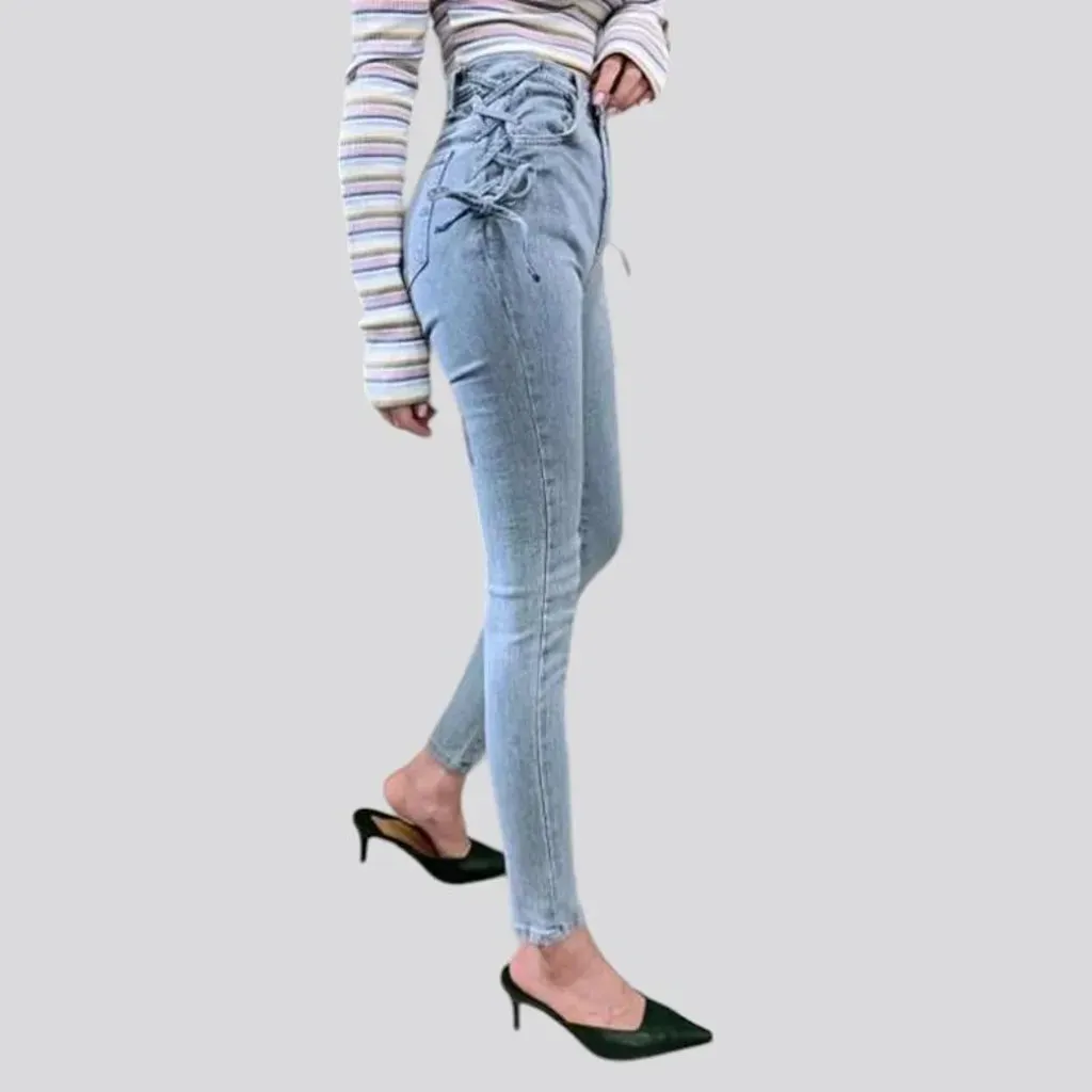 Casual women's embroidered jeans