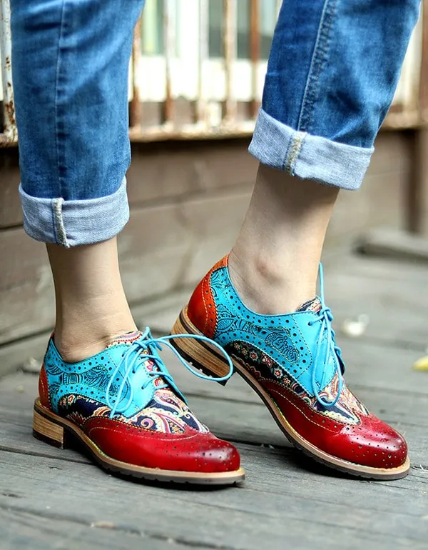 [Clearance]Handmade Leather Vintage Oxford Shoes for Women 35