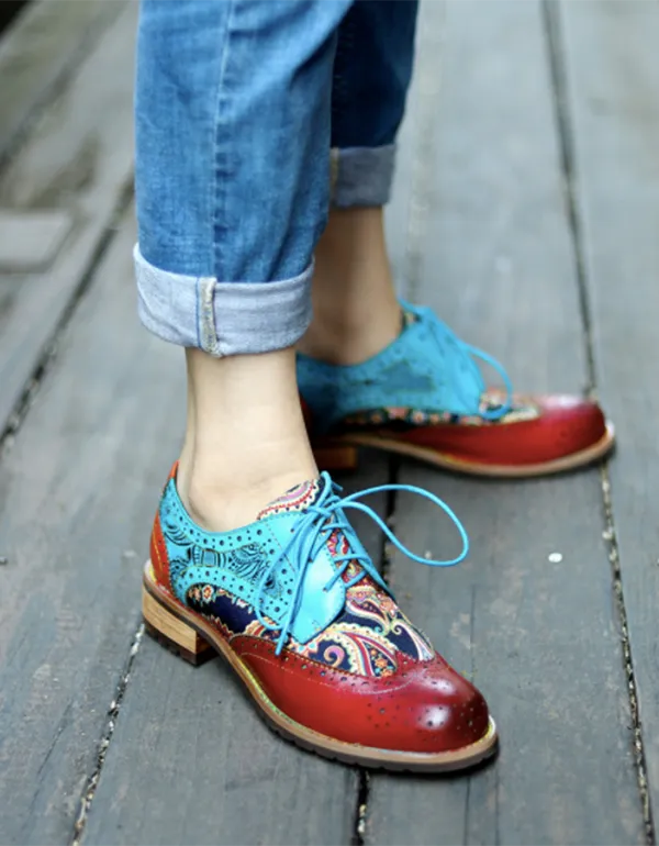 [Clearance]Handmade Leather Vintage Oxford Shoes for Women 35