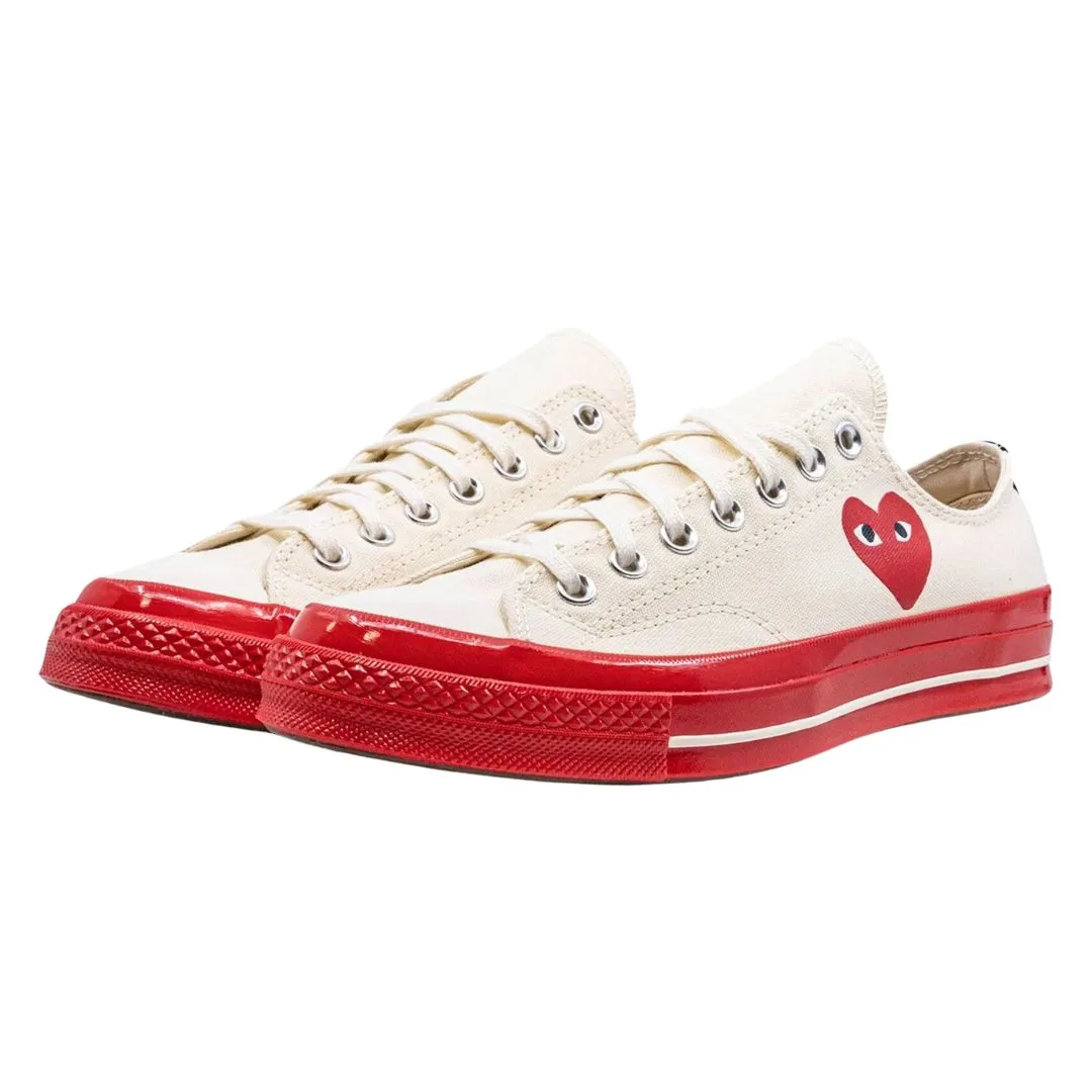 COMME DES GARÇONS PLAY CONVERSE CHUCK TAYLOR LOW WHITE RED SOLE