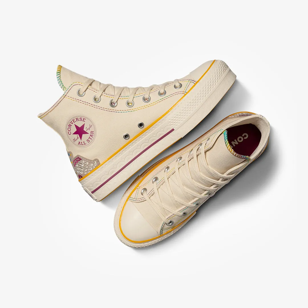 Converse | CHUCK TAYLOR ALL STAR LIFT HI  { NATURAL IVORY/LEGEND BERRY