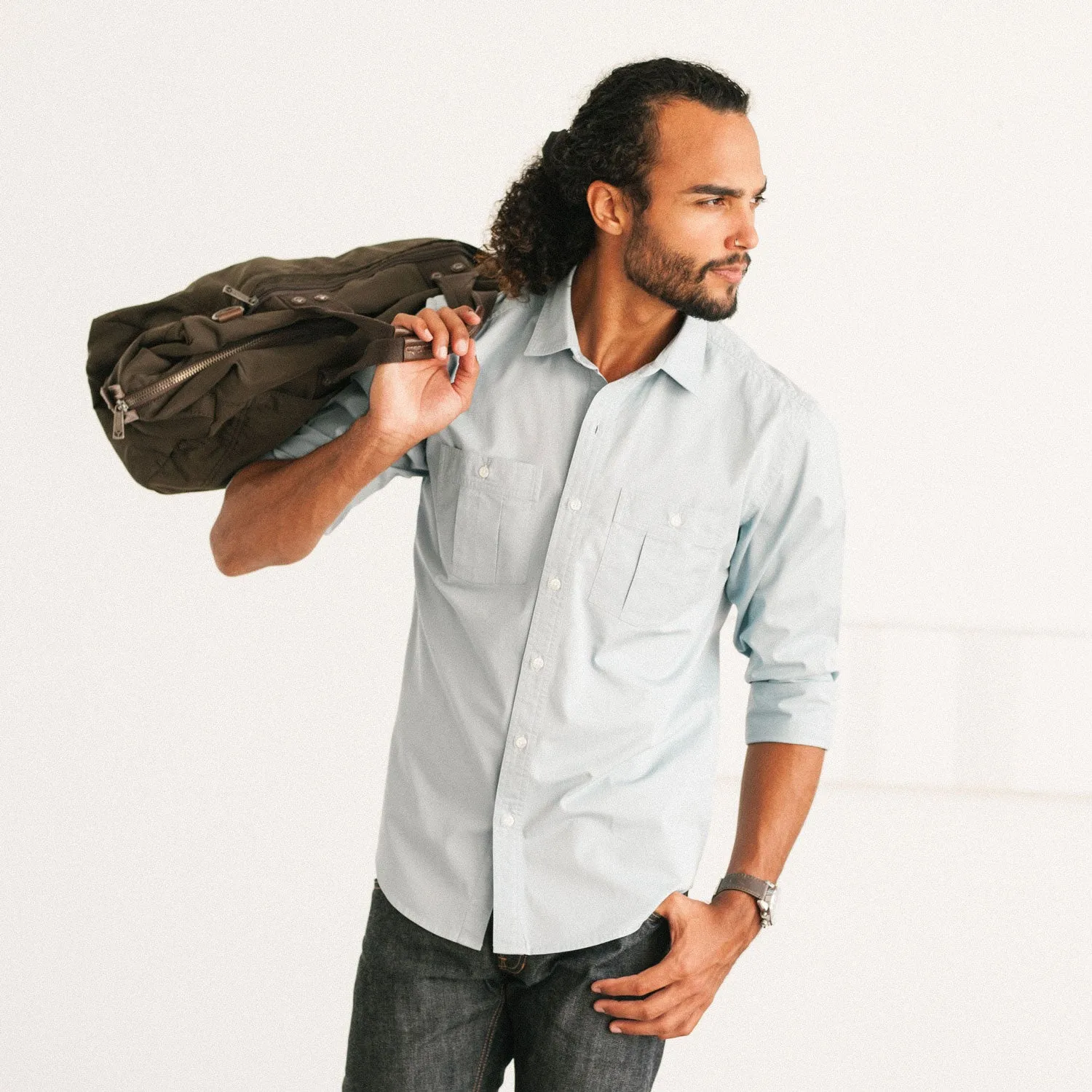 Craftsman Utility Shirt – Pale Blue Cotton Twill