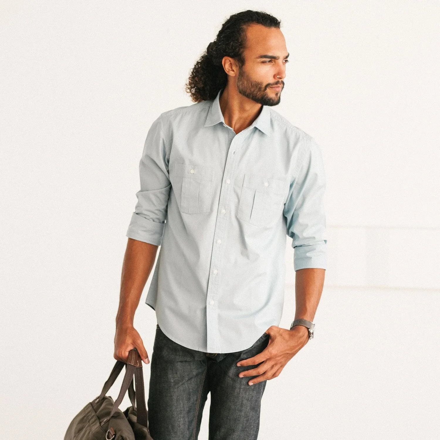 Craftsman Utility Shirt – Pale Blue Cotton Twill