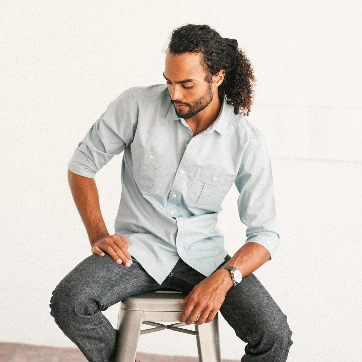 Craftsman Utility Shirt – Pale Blue Cotton Twill