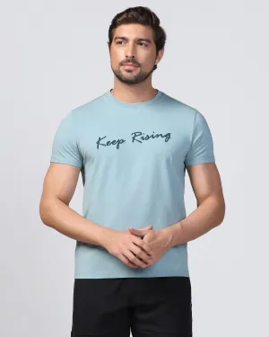 Crew Neck Teal Printed T-Shirt - Levi