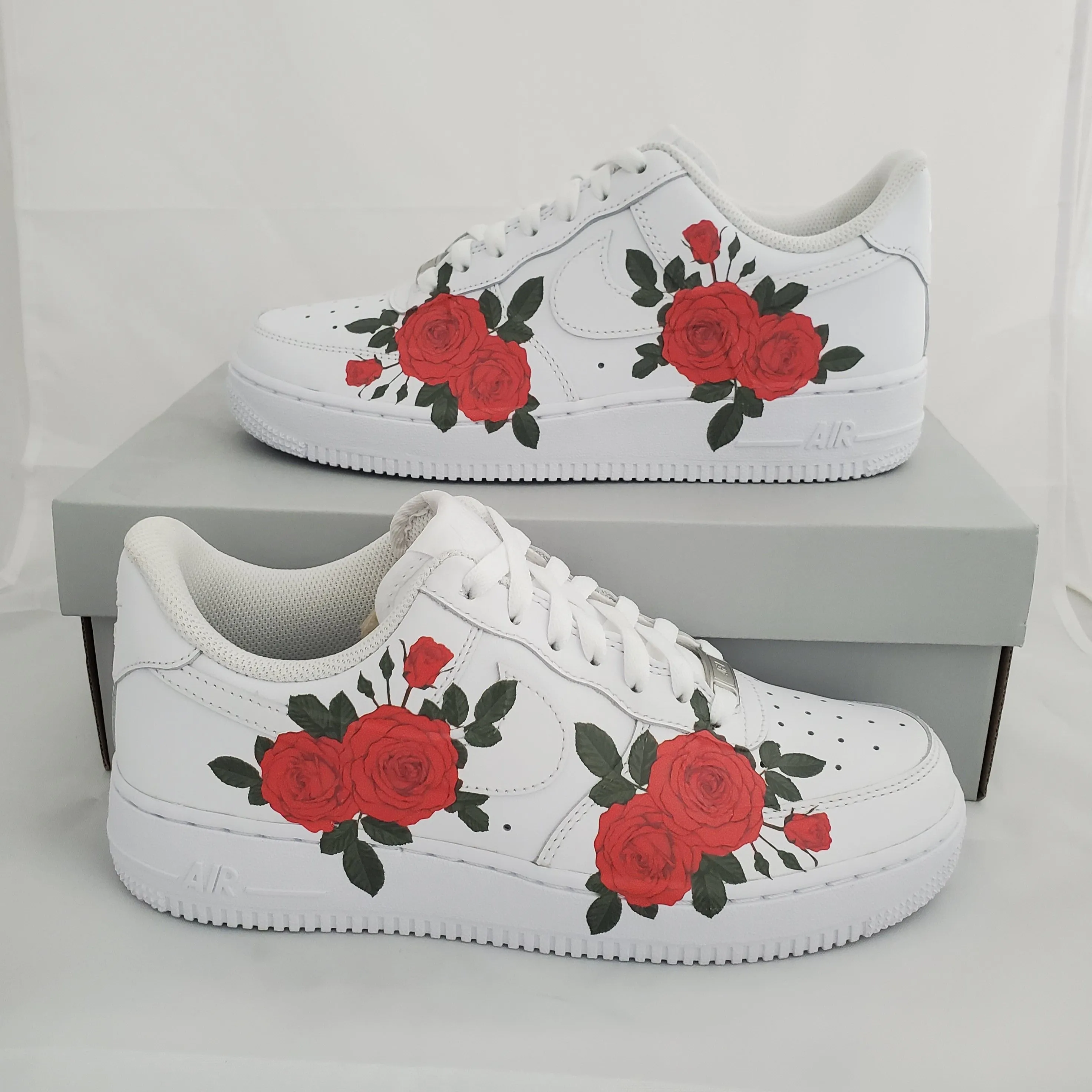 Custom Nike Air Force 1 Red Rose - Custom Nike Shoes