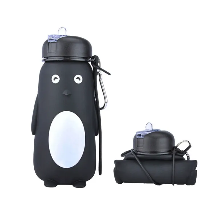 Cute Cartoon Foldable Sports Water Bottle, Color: Penguin (Black)