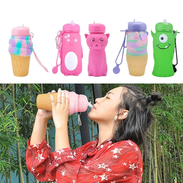 Cute Cartoon Foldable Sports Water Bottle, Color: Penguin (Black)