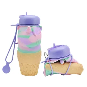 Cute Cartoon Foldable Sports Water Bottle, Color: Unicorn