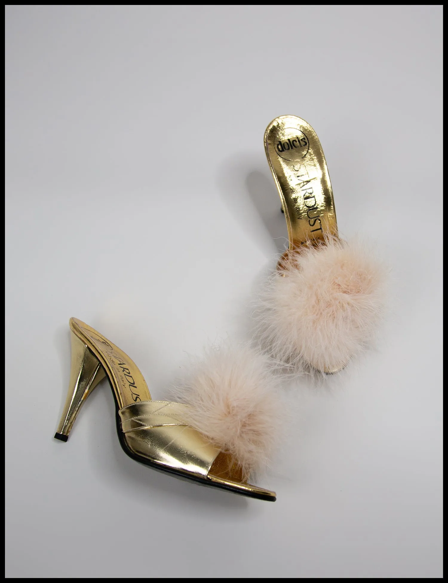 Fluffies - Ivory / Champagne Feather Pompom Shoe Clips