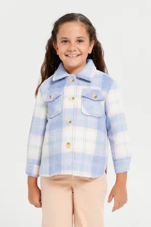 Girls Blue Checkered Jacket