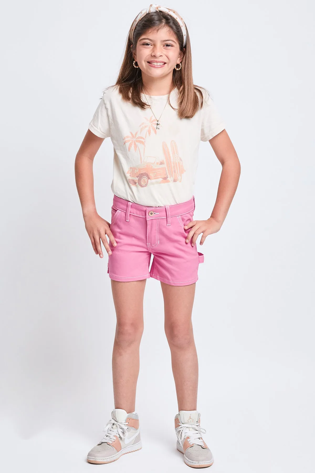 Girls Contrast Stitch Carpenter Shorts