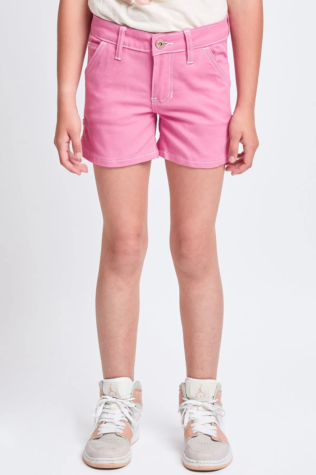 Girls Contrast Stitch Carpenter Shorts