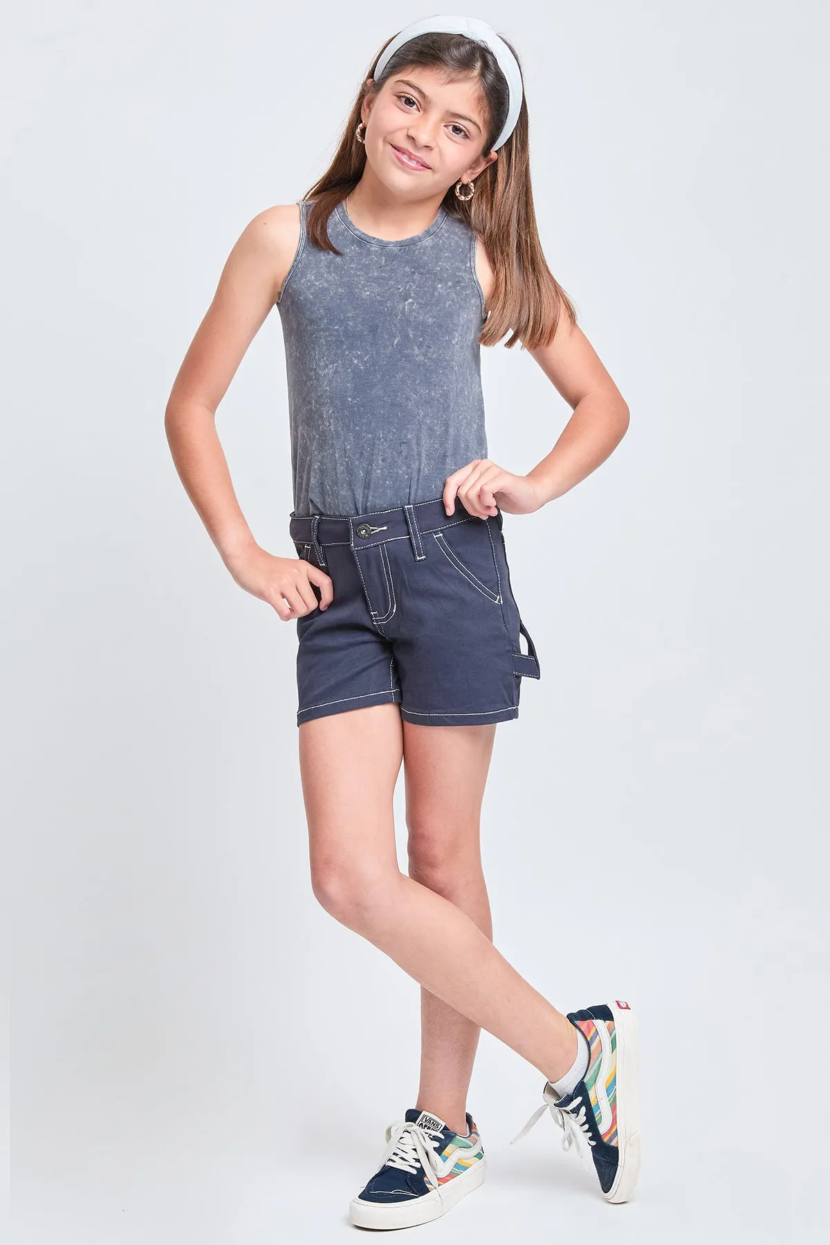 Girls Contrast Stitch Carpenter Shorts