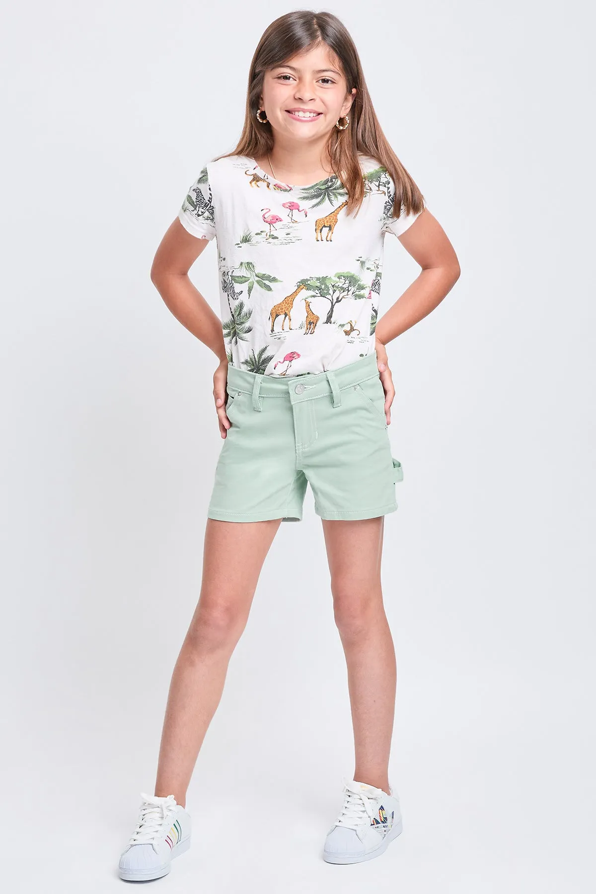 Girls Contrast Stitch Carpenter Shorts