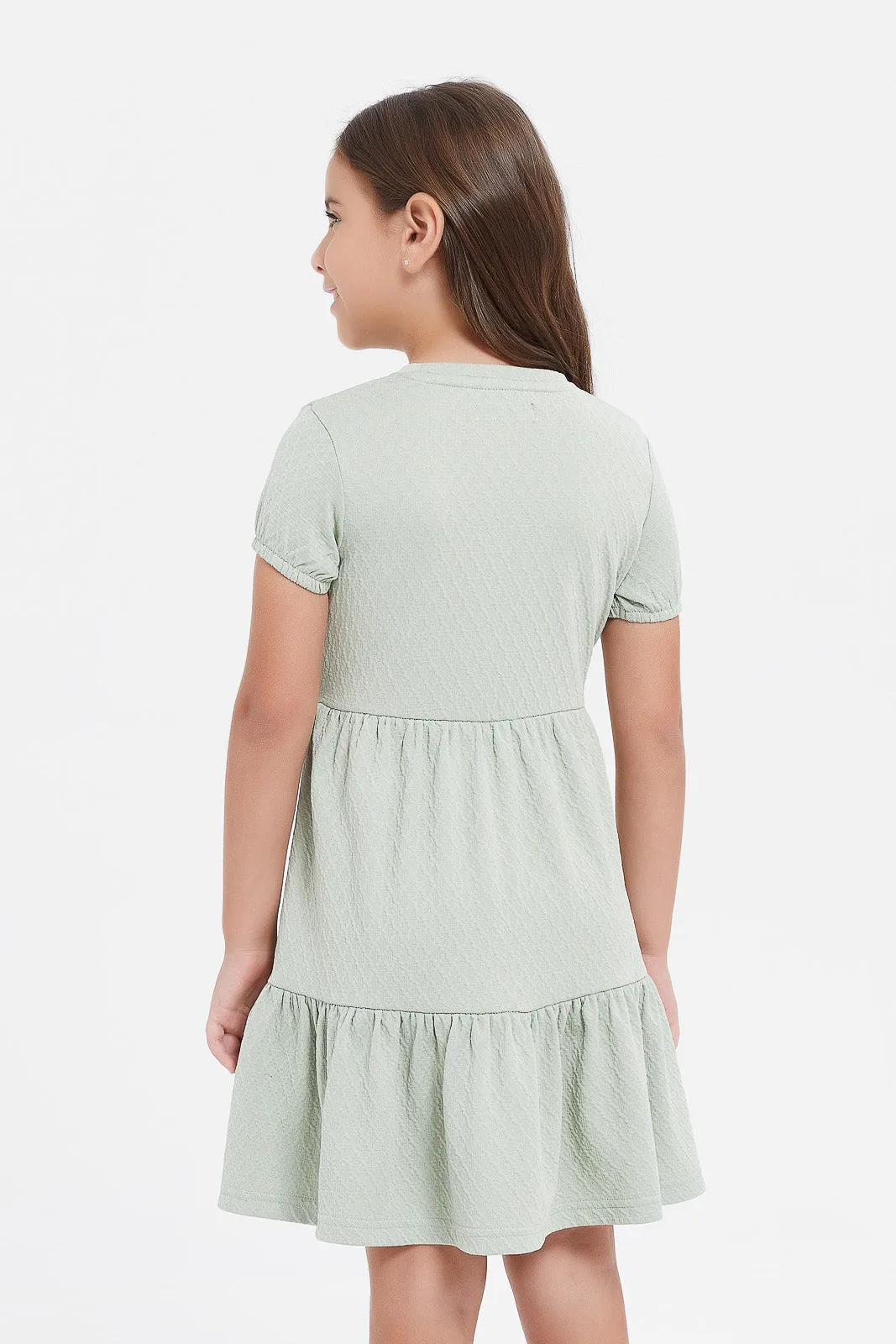 Girls Mint Textured Dress