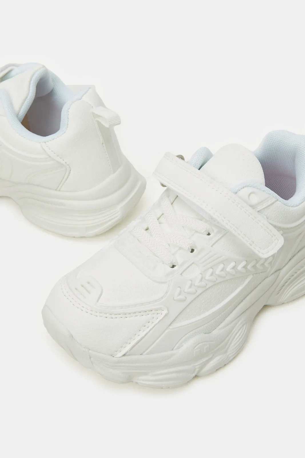 Girls White Velcro Trainer