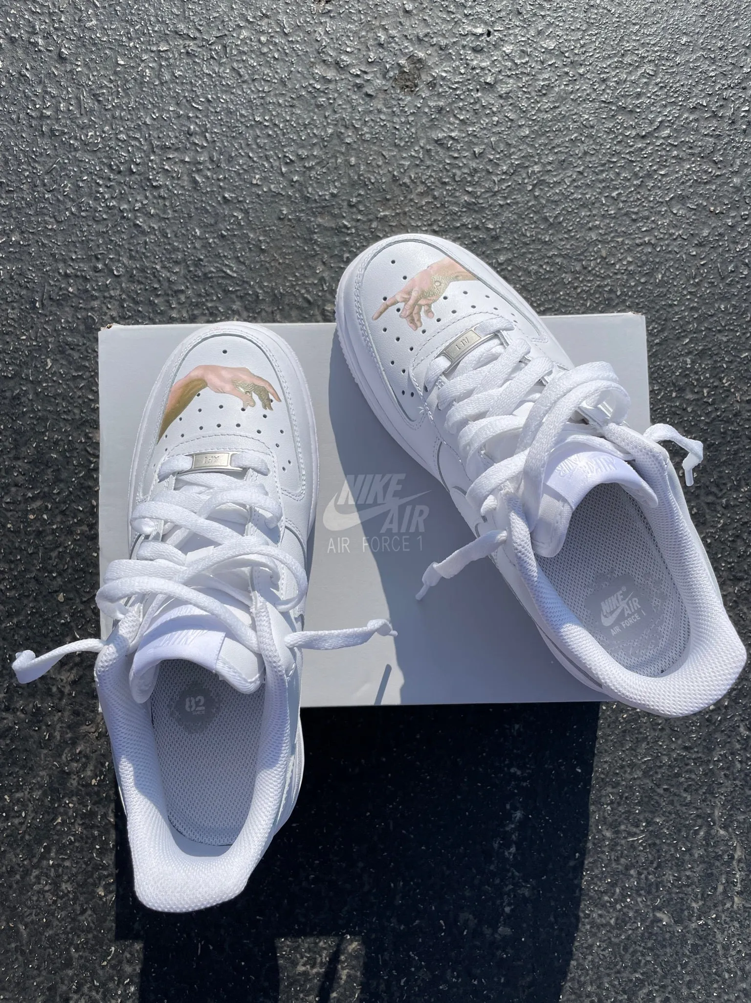 God Finger AF1 With Nude Swoosh - Custom Nike Shoes