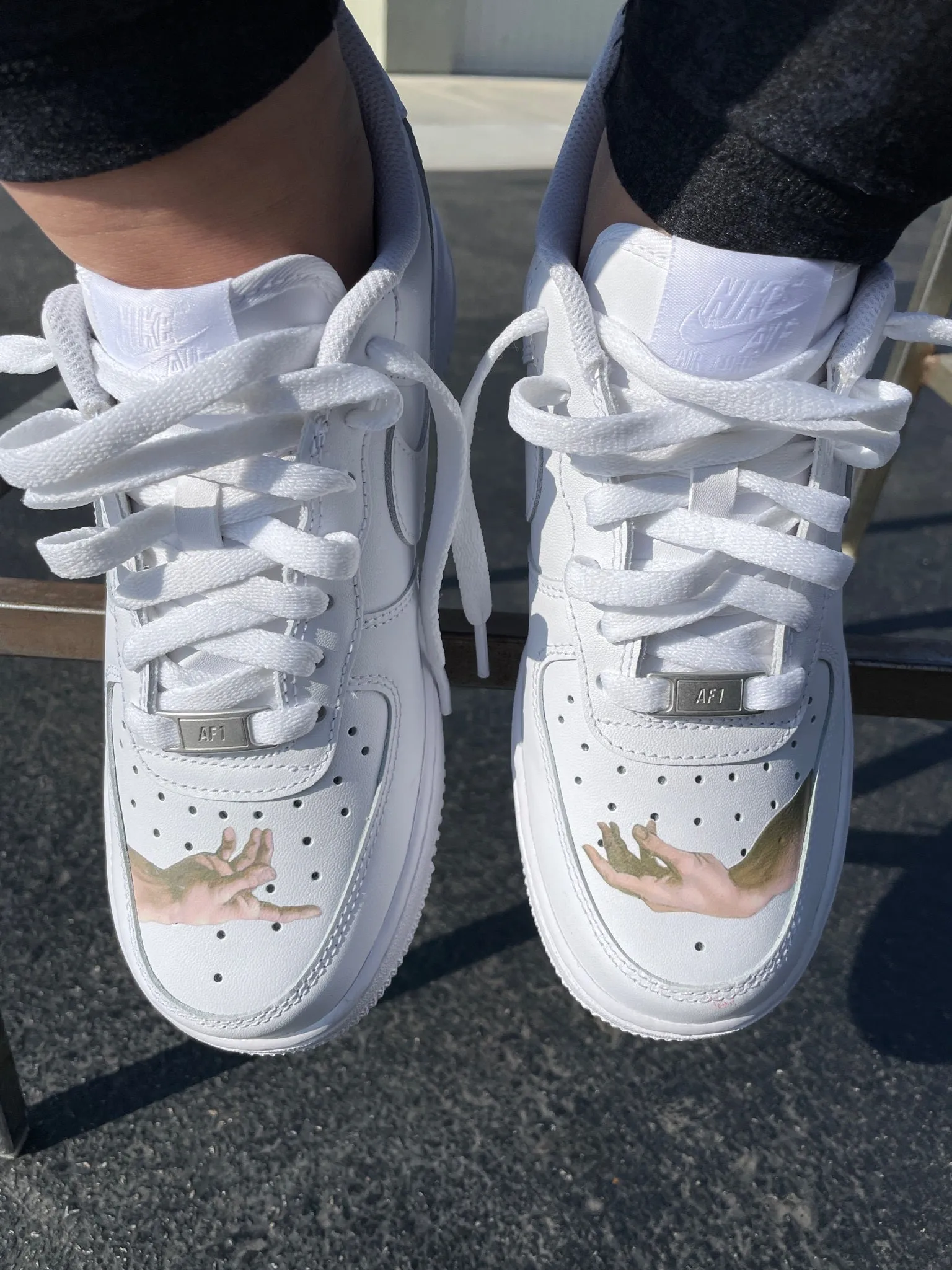 God Finger AF1 With Nude Swoosh - Custom Nike Shoes