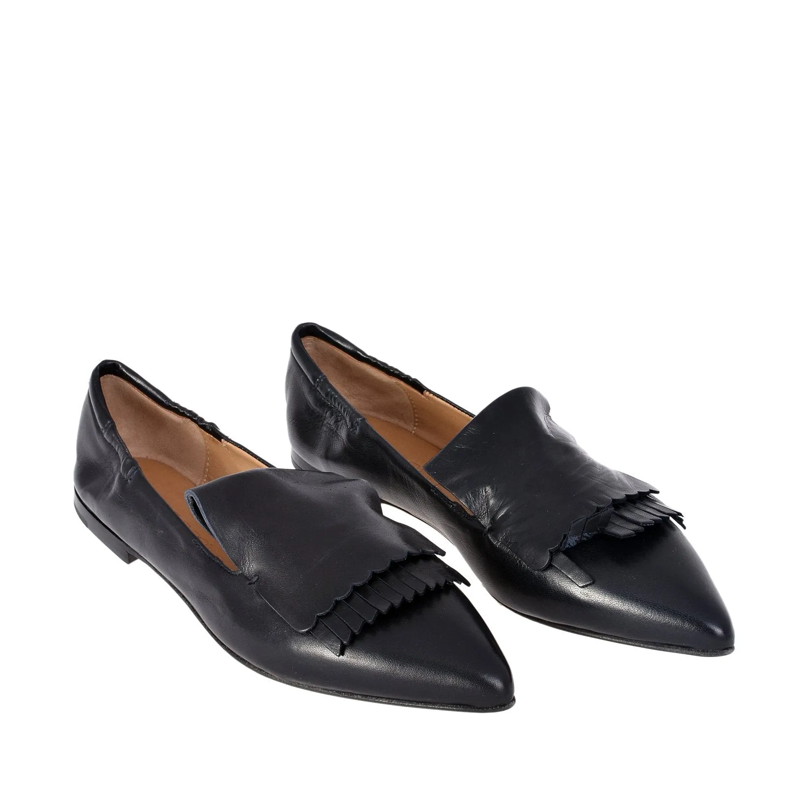 Grace Black Navy Leather Loafers