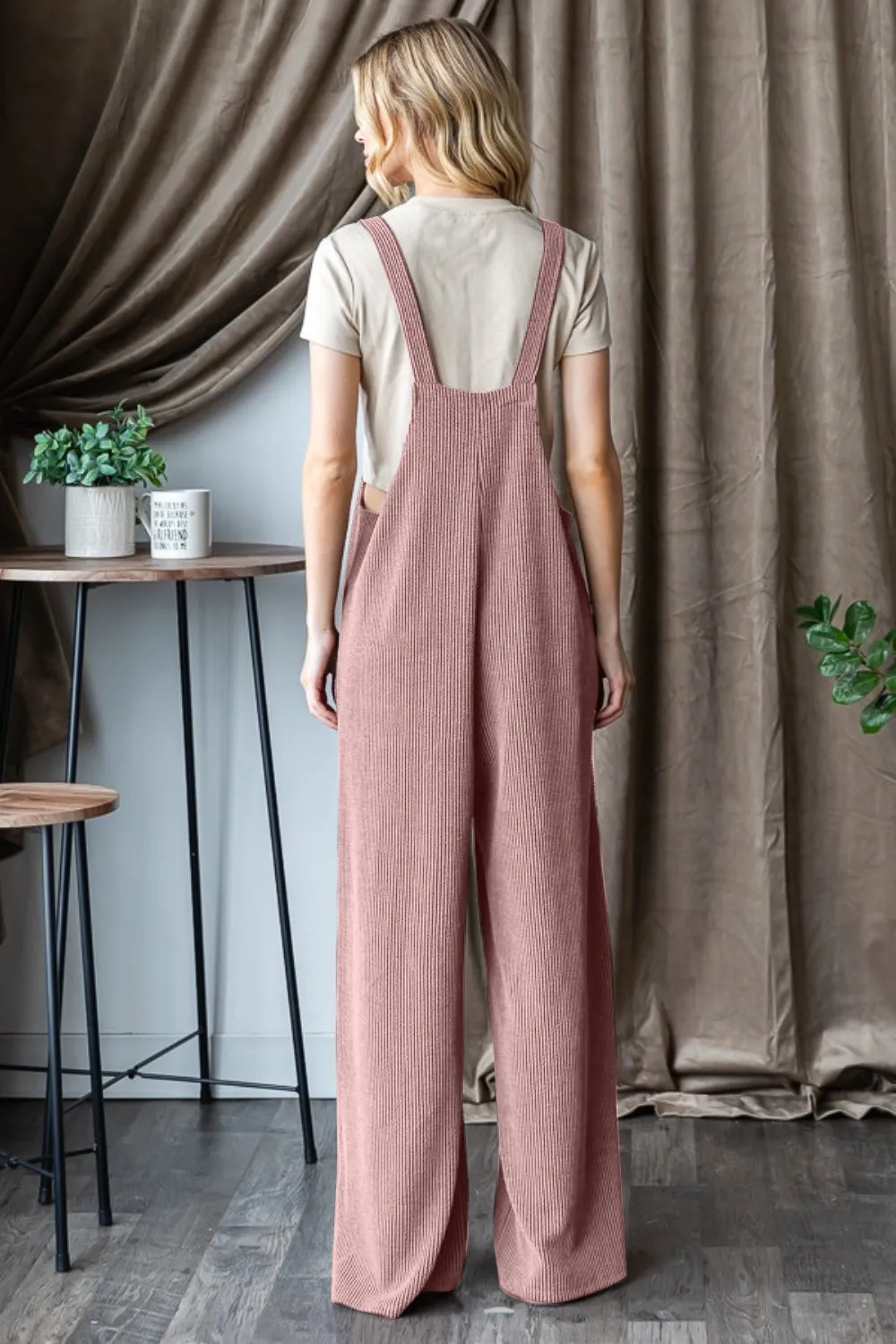 Heimish Full Size Ribbed Front Pocket Sleeveless Jumpsuit  2-5 Day Shipping Sizes: S-3X