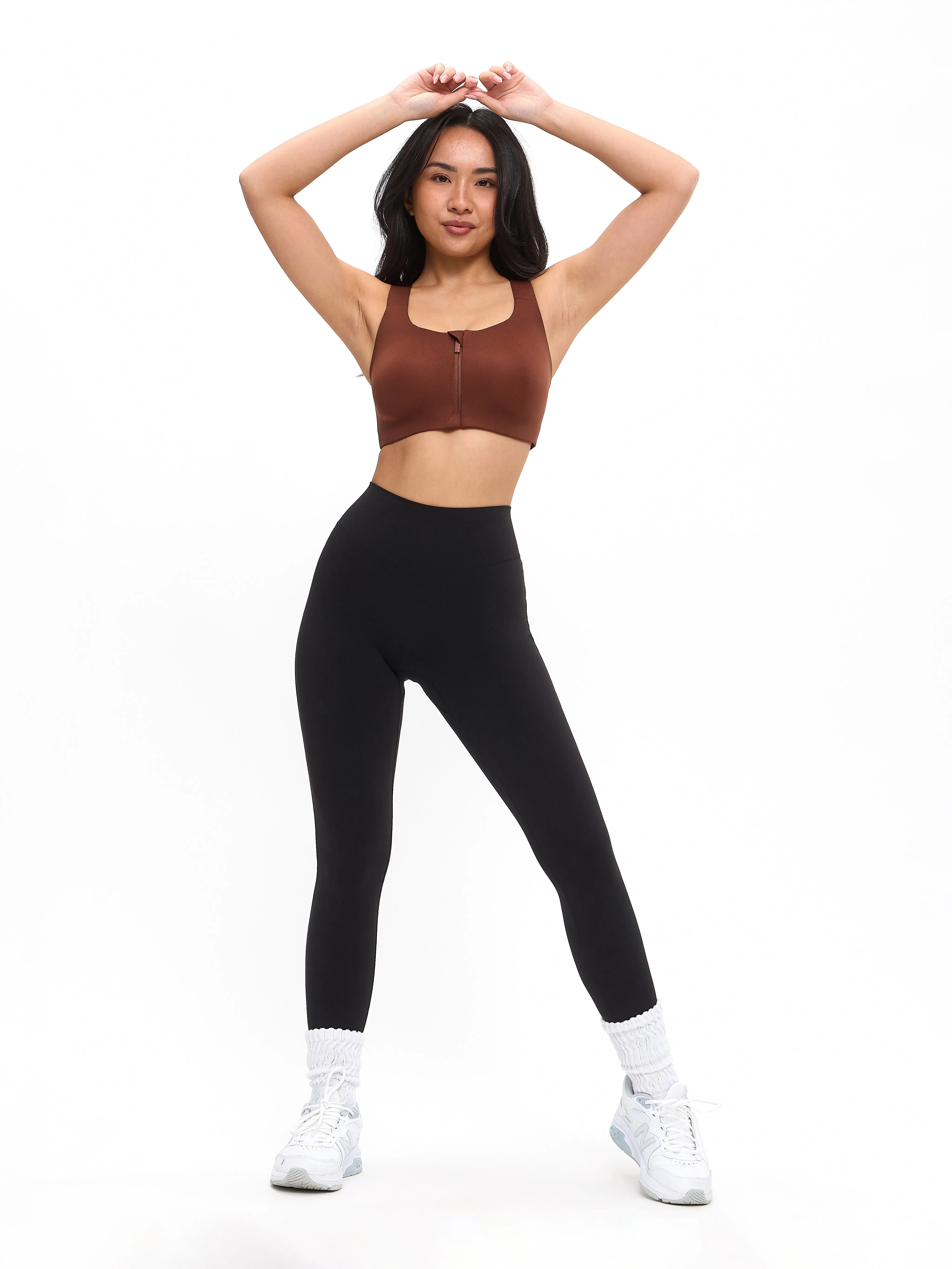 High Impact Zip Sports Bra - Mocha