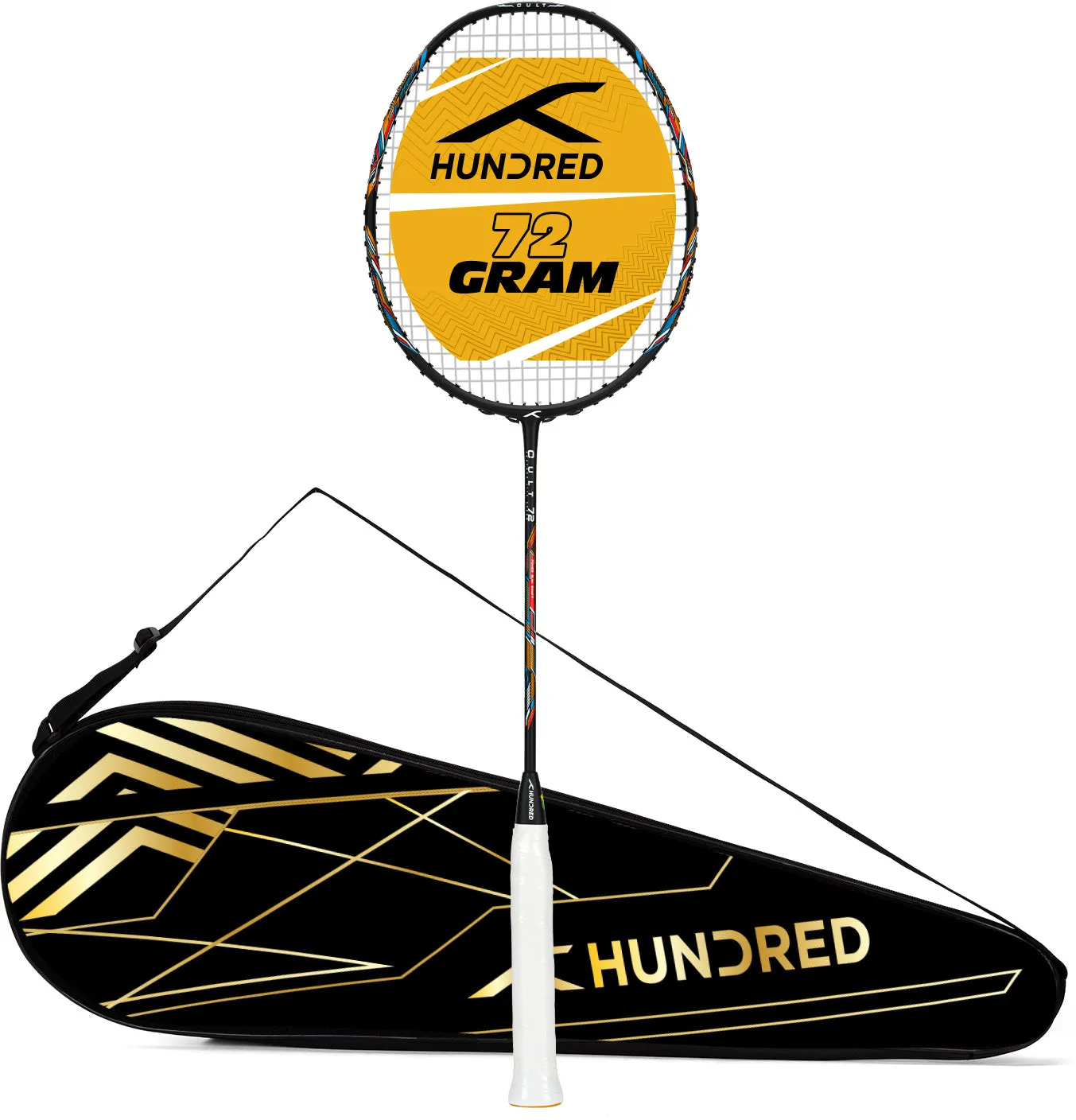 Hundred CULT 72 Strung Badminton Racquet (Black)