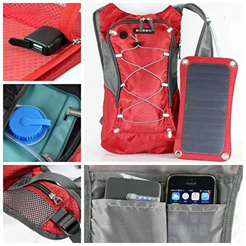 Hydration Solar Backpack 7W Solar Panel Charger & 2L Bladder Bag