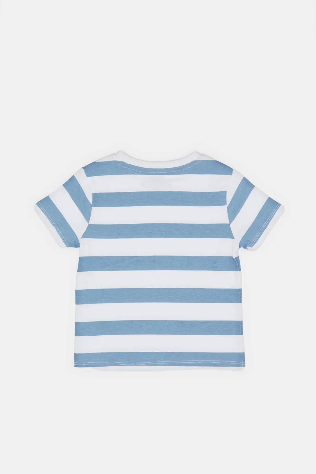 Infant Boys White And Blue Striped T-Shirt