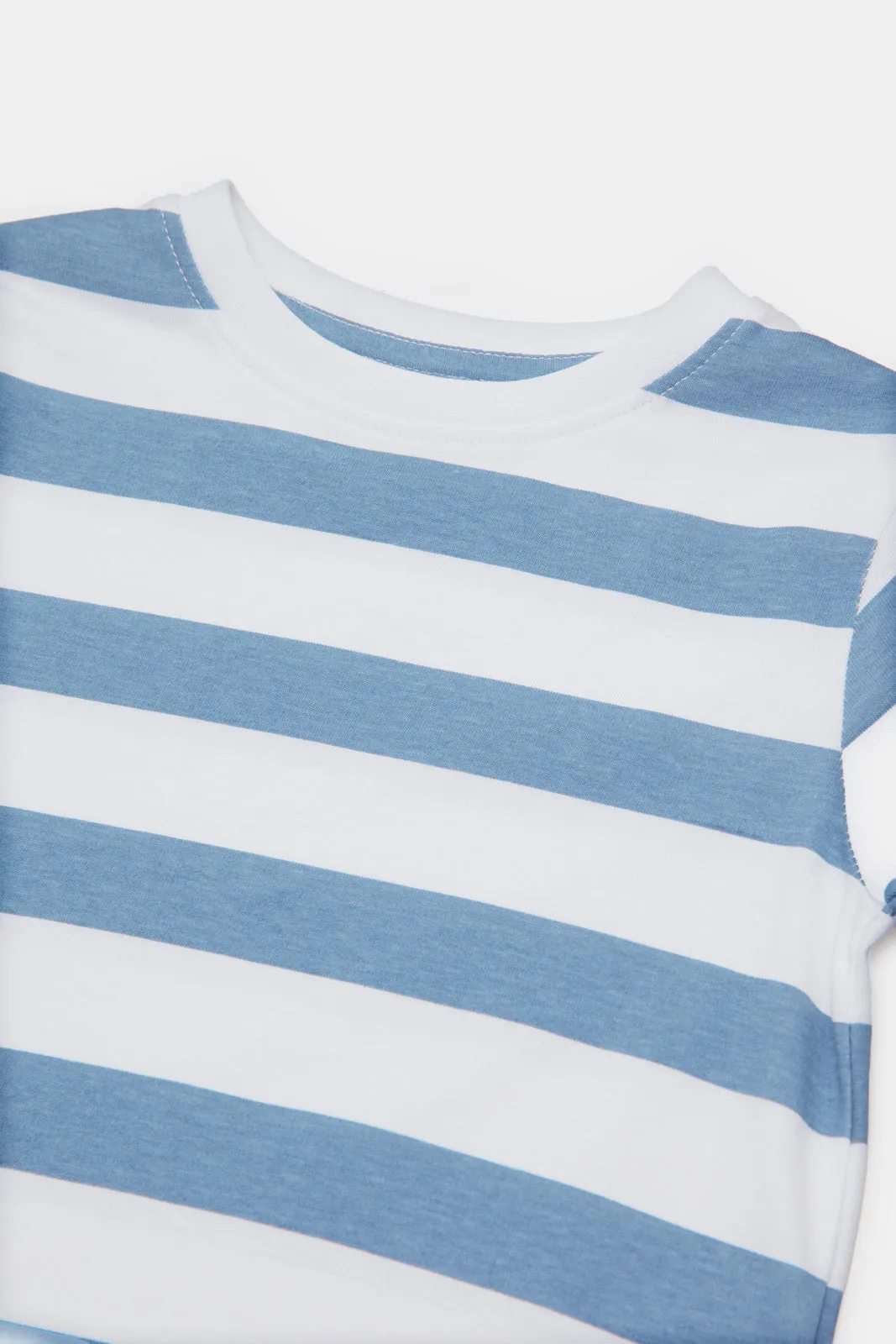 Infant Boys White And Blue Striped T-Shirt