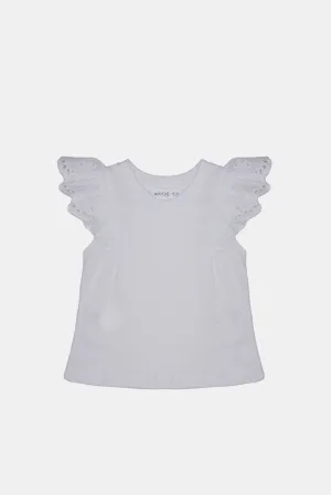 Infant Girls White Frills Embellished Blouse