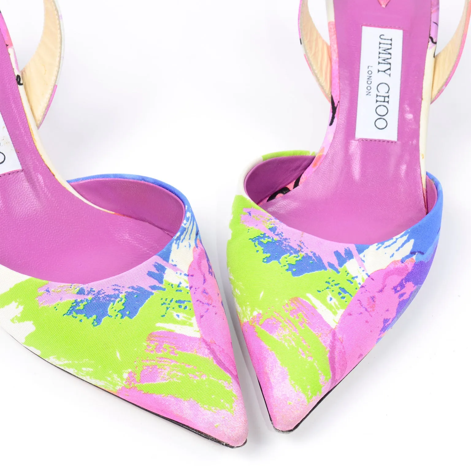 Jimmy Choo Pink Floral Shoes Slingback Heels Size 7