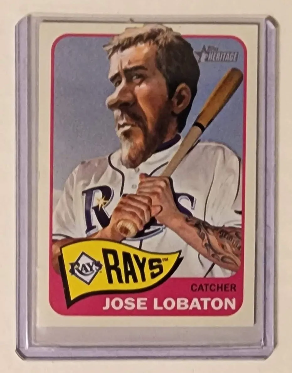 Jose Lobaton Big Head Rays Original Collage Baseball Card Art by Pat Riot