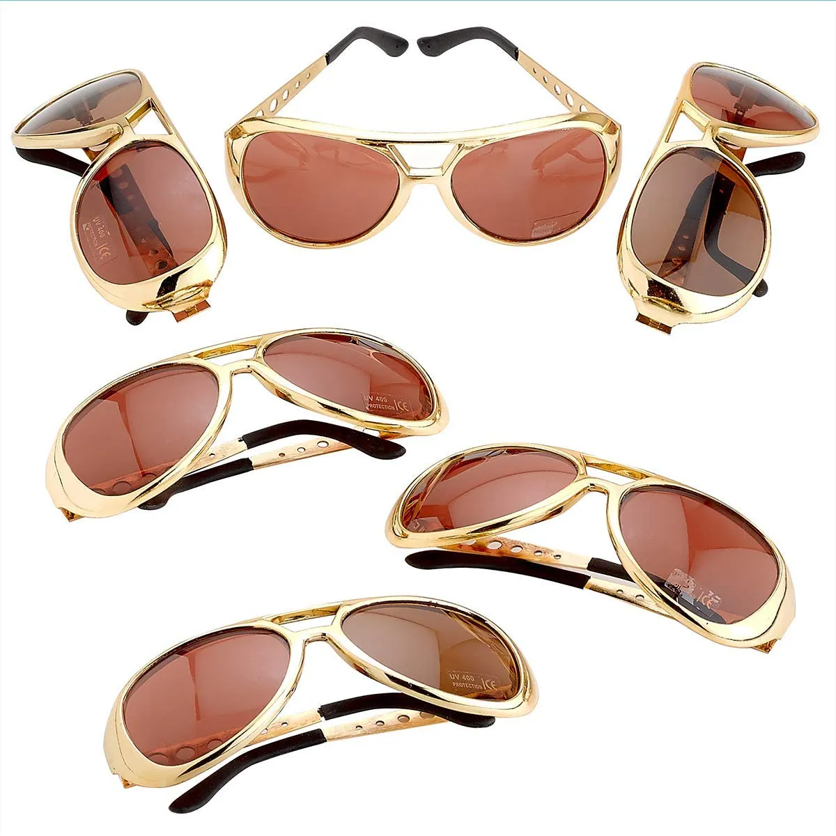 Kicko Rock Star Sunglasses with Brown Lenses - 6 Pack Celebrity Style Unisex UV Protected