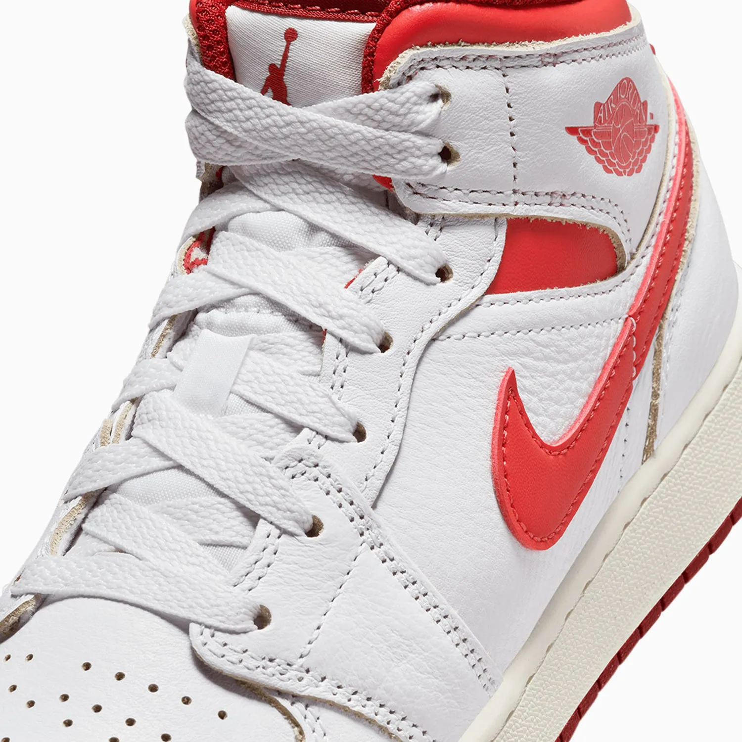 Kid's Air Jordan 1 Mid SE "White Dune Red" Grade School