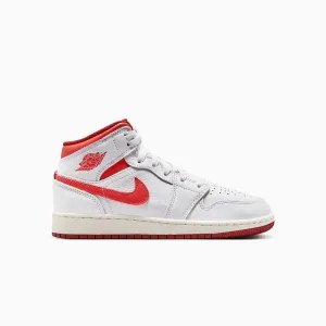 Kid's Air Jordan 1 Mid SE "White Dune Red" Grade School