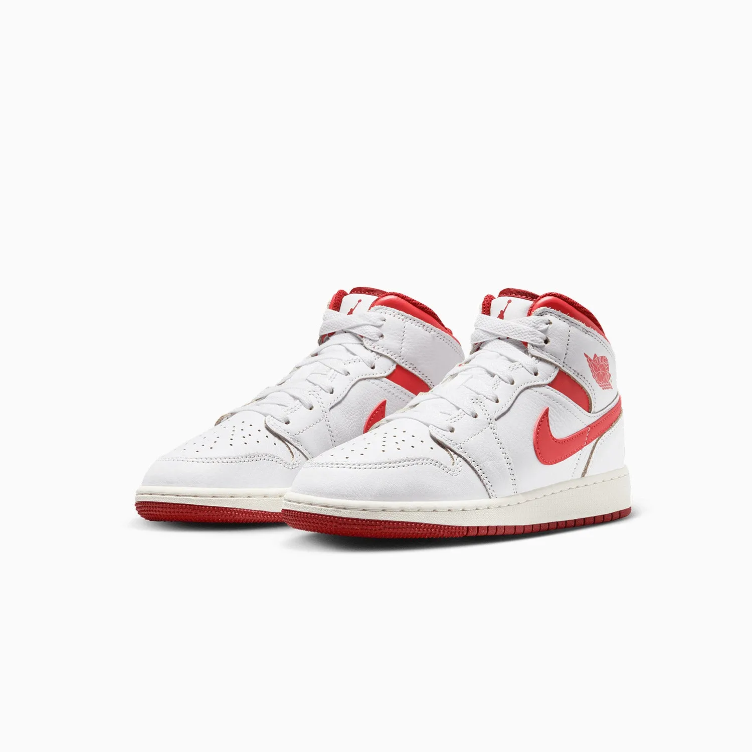 Kid's Air Jordan 1 Mid SE "White Dune Red" Grade School